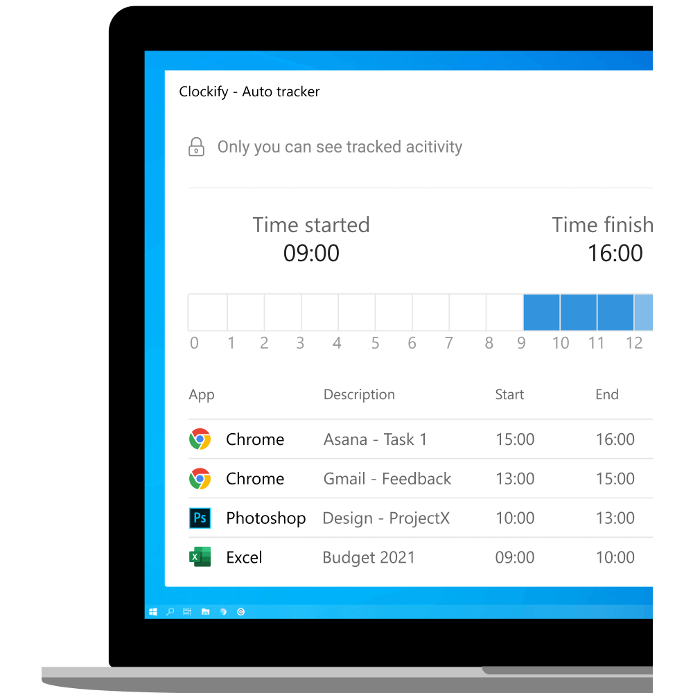 Clockify desktop dashboard