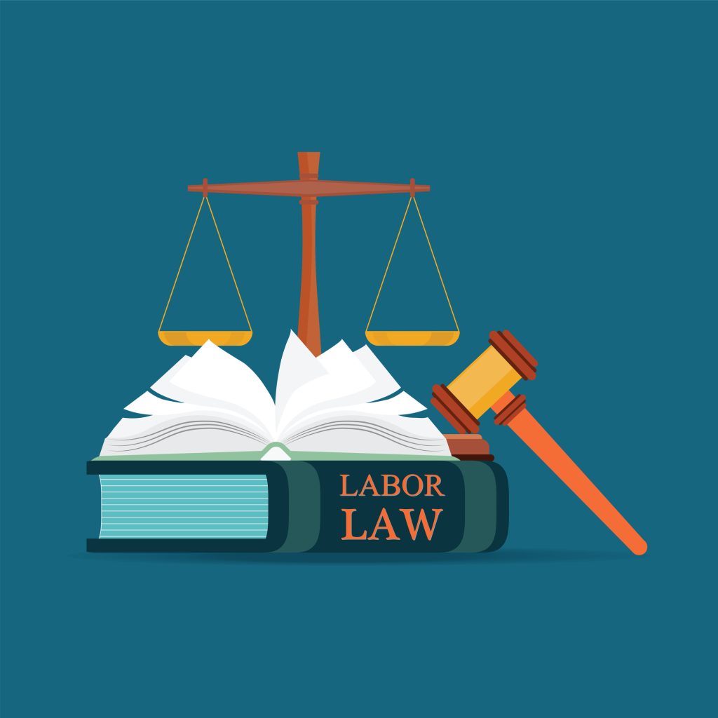 Illustration-of-labor-law-book-scales-and-gavel