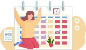 Illustration_woman_cheering_calendar_planner