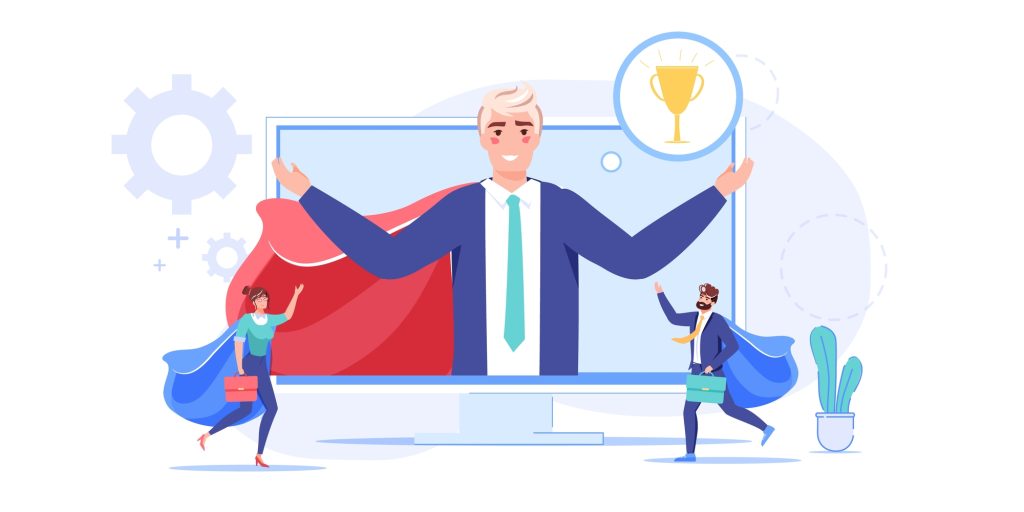 Illustration_time_management_superhero_with_trophy