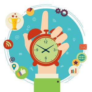 Illustration_of_hand holding_stopwatch_with_time_management_icons
