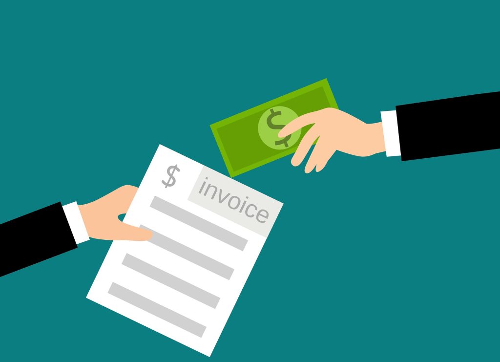Illustration of invoice being paid