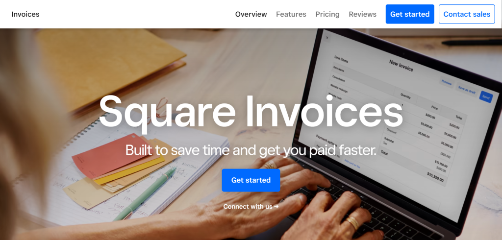 Square Invoices landing page screenshot