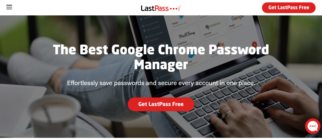 LastPass landing page screenshot