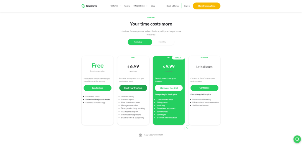 TimeCamp-official-pricing-page-screenshot