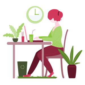 female freelancer checking the clock